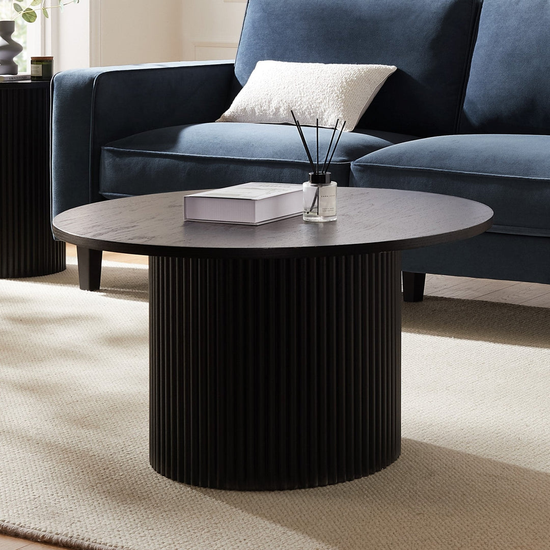 Arturo Round Pedestal Coffee Table - Black