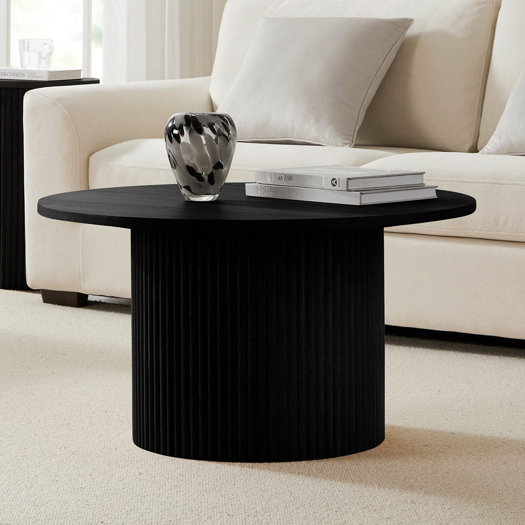 Arturo Round Pedestal Coffee Table - Black