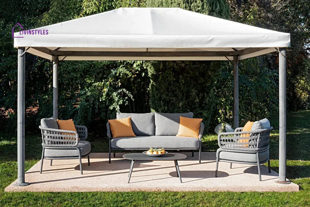 Hauwa Outdoor Garden Balcony Sofa Set 2 Seater 2 Single Seater 1 Center Table Set Braid & Rope (Dark Grey) - Sofa Sets