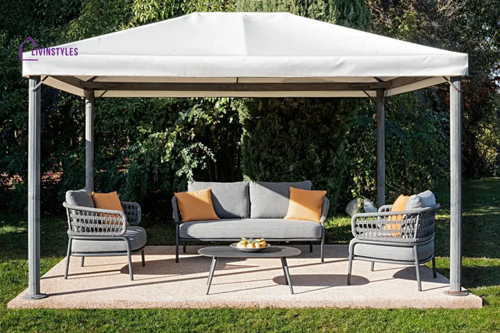 Hauwa Outdoor Garden Balcony Sofa Set 2 Seater 2 Single Seater 1 Center Table Set Braid & Rope (Dark Grey) - Sofa Sets