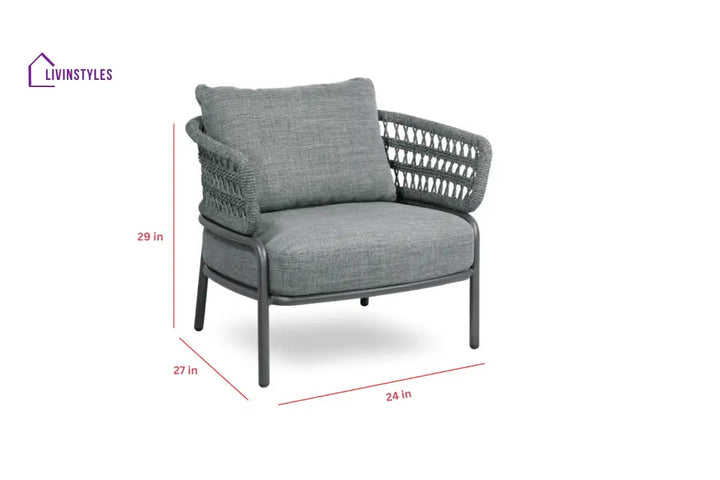 Hauwa Outdoor Garden Balcony Sofa Set 2 Seater 2 Single Seater 1 Center Table Set Braid & Rope (Dark Grey) - Sofa Sets