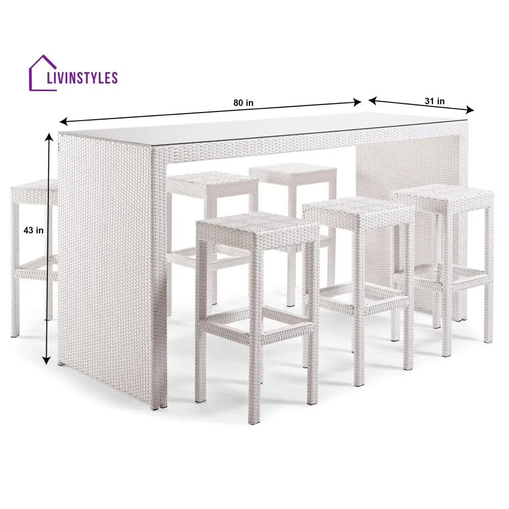 Haven Outdoor Bar Sets 6 Stools and 1 Table Patio Bar Set (White) - Bar Sets