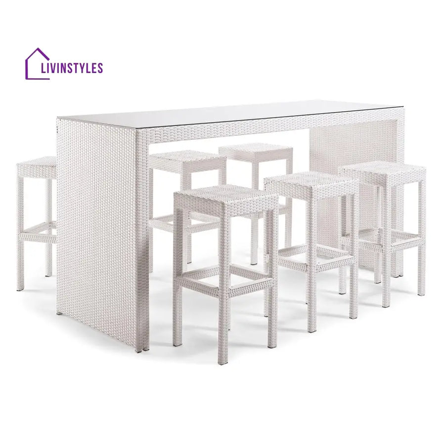 Haven Outdoor Bar Sets 6 Stools and 1 Table Patio Bar Set (White) - Bar Sets