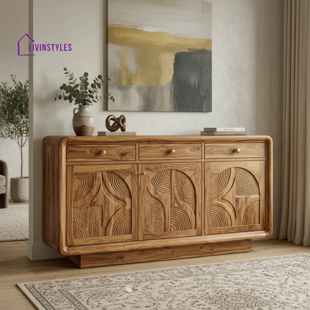 Hayden Sheesham Wood Cabinet and Sideboard (Honey Finish)