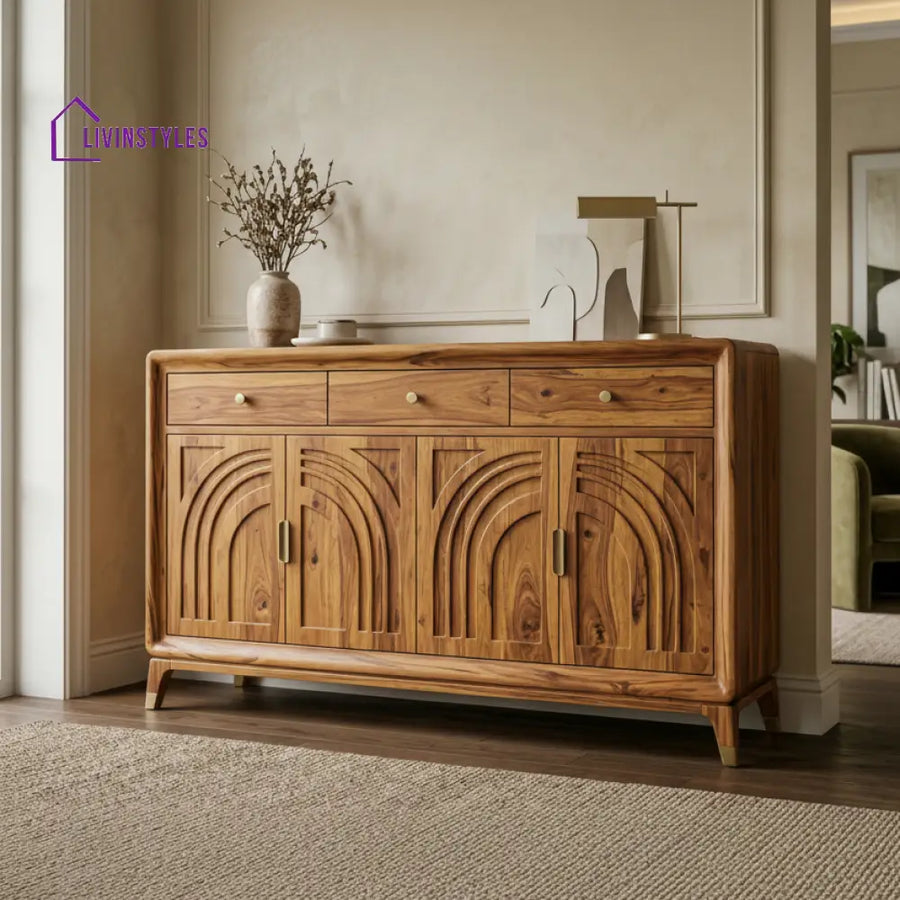 Hazel Sheesham Wood Cabinet and Sideboard (Honey Finish)