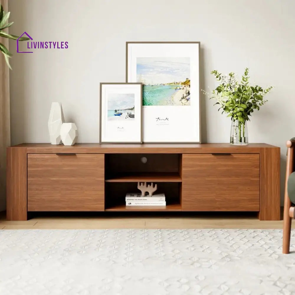 Hazel Wood Finish Tv Unit Stand for Living Room