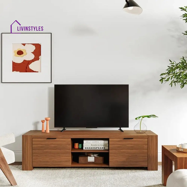 Hazel Wood Finish Tv Unit Stand for Living Room
