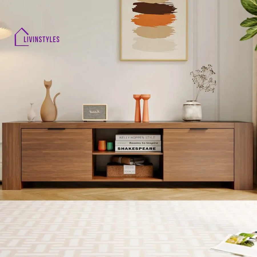 Hazel Wood Finish Tv Unit Stand for Living Room