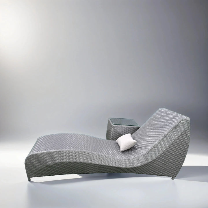 Popkin Outdoor Swimming Poolside Lounger With 1 Side Table (Silver)