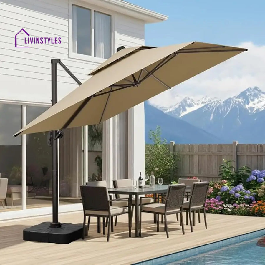 Heavy Duty 10 X 10 Ft Patio Umbrella With 360 Degree Rotation Base