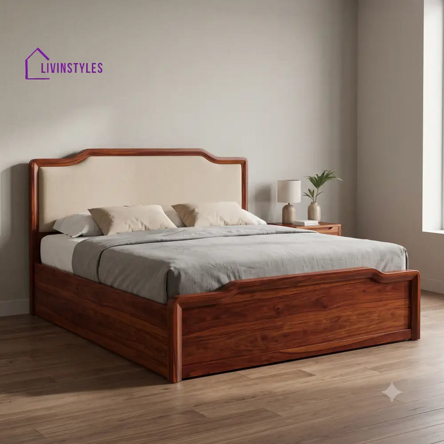 Heavy Duty Sheesham Wood Hydraulic Storage King Size Bed