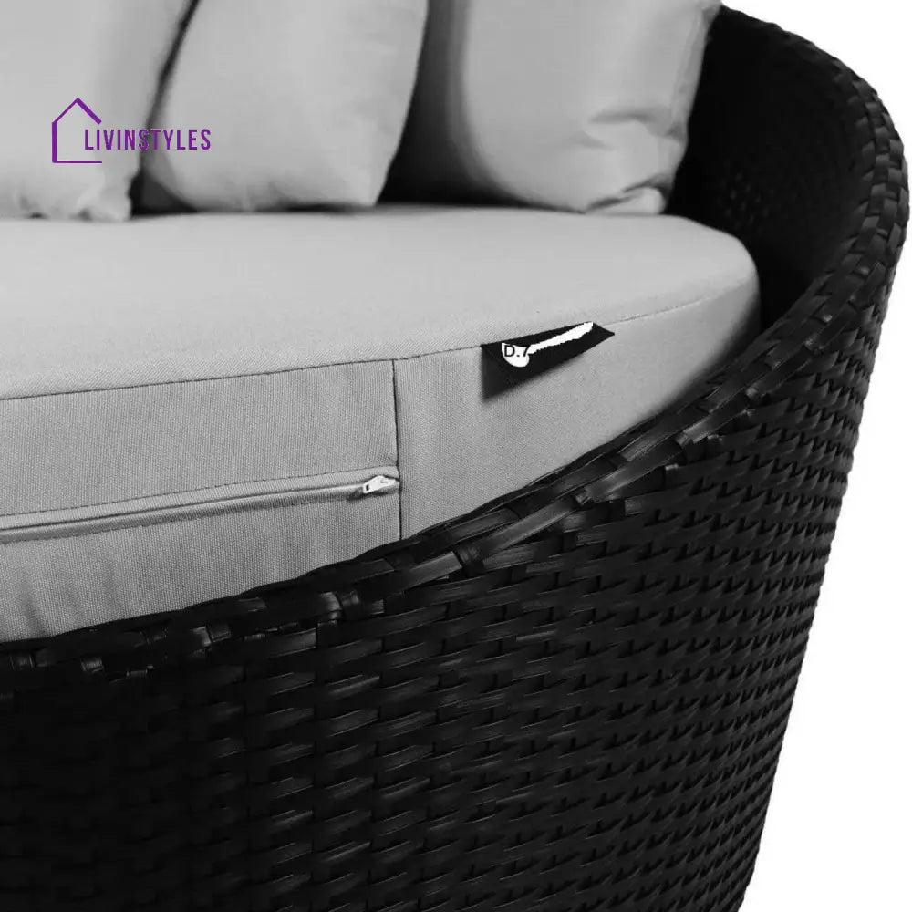 Helene Outdoor Rattan Wicker Daybed with Glass Top Table - Daybed