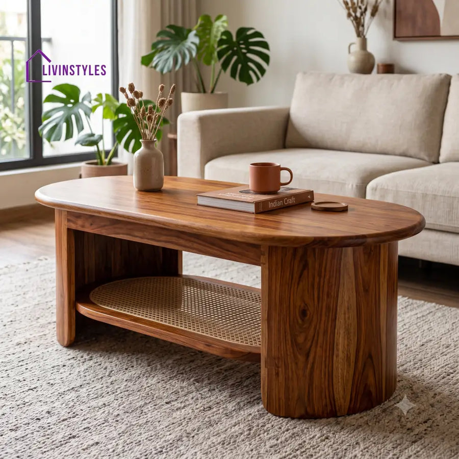 Hélène Wooden Coffee Table for Living Room | Tea Table | Teapoy | Center table
