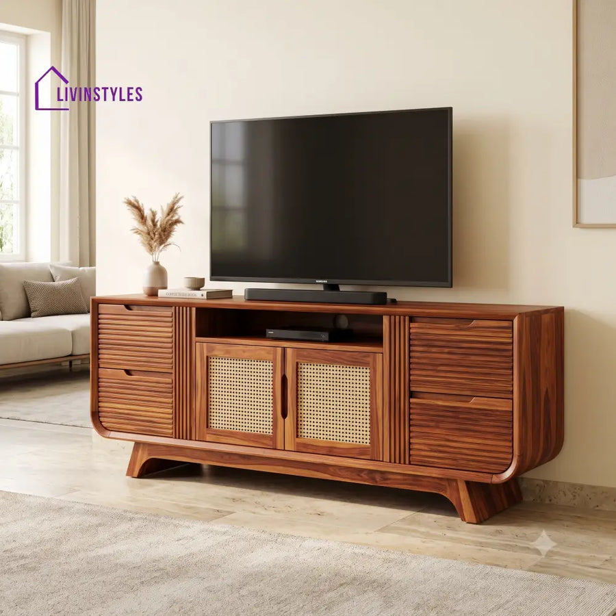 Heloise Solid Sheesham Wood Tv Unit for Living Room | Tv Cabinet | Tv Console Unit
