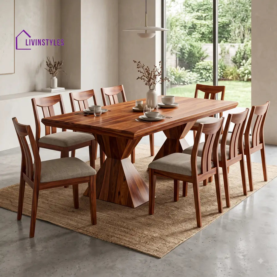 Hema Premium Solid Wood 8 Seater Dining Table Set