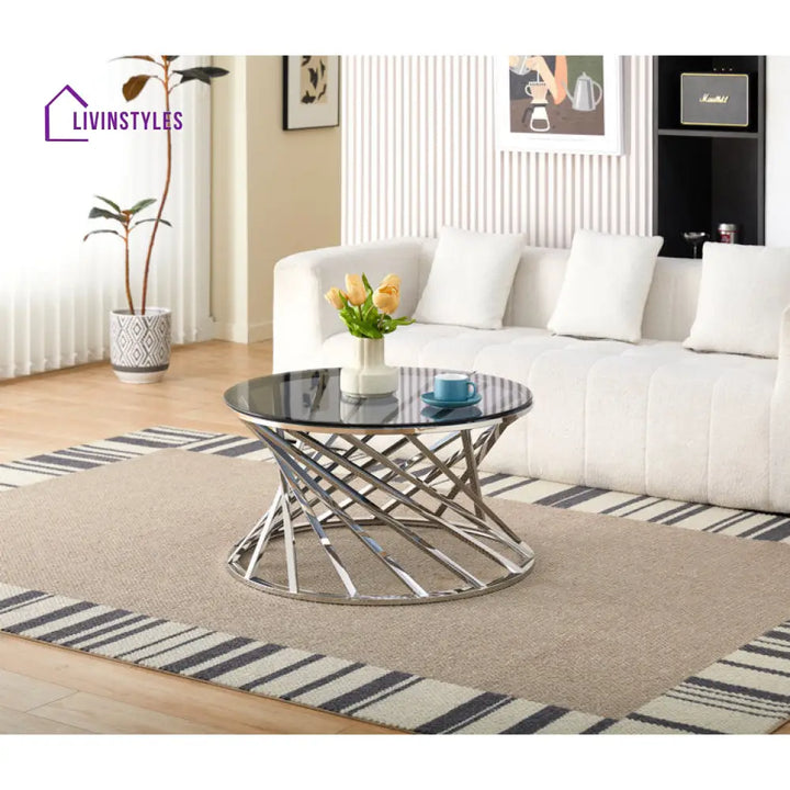 Hema Stainless Steel Coffee Table For Living Room - Silver Finish