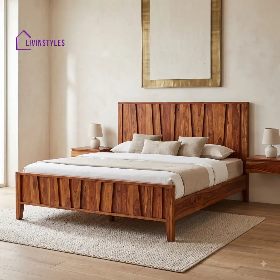 Hemalatha Sheesham Wood King Size Bed | Wooden Bed without Storage