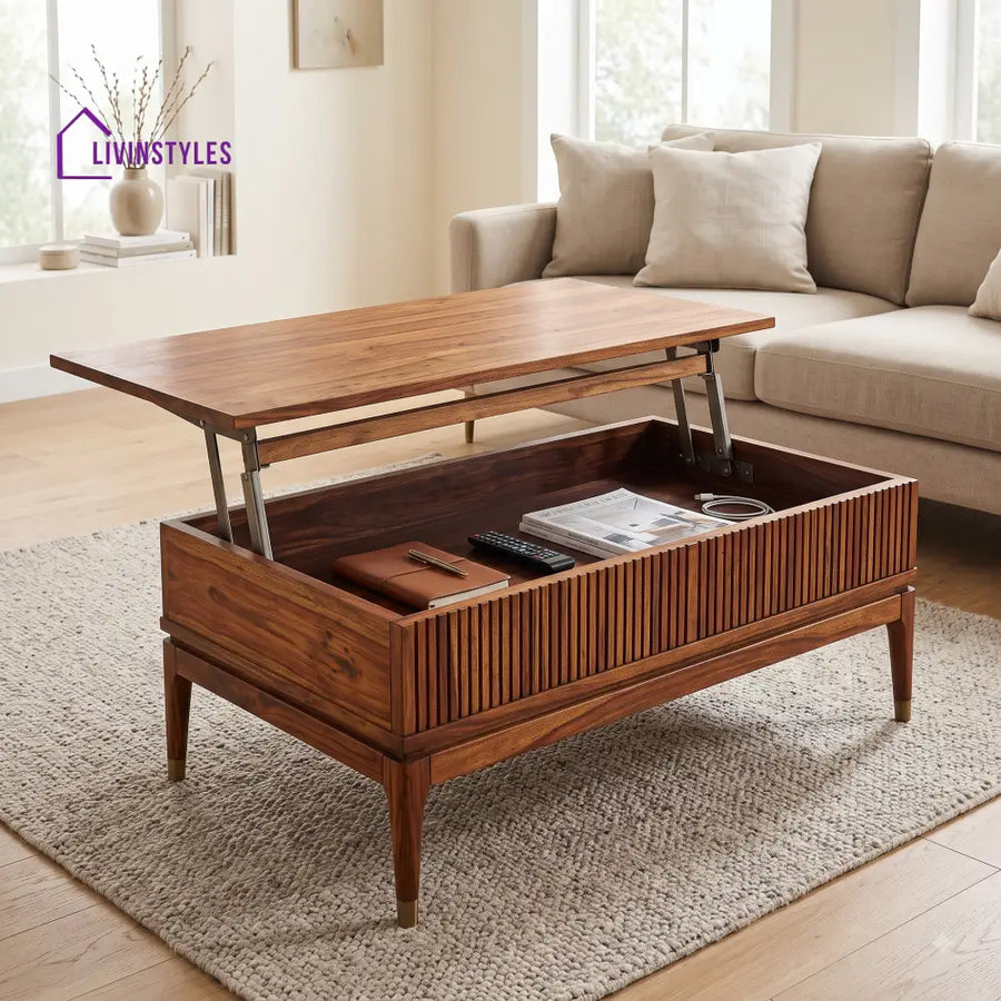 Hemalatha Sheesham Wood Lift Top Coffee Table for Living Room
