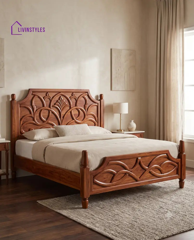 Hemalatha Wooden Bed | Solid Wood Double Bed | Wooden King size bed & Wooden Queen size bed