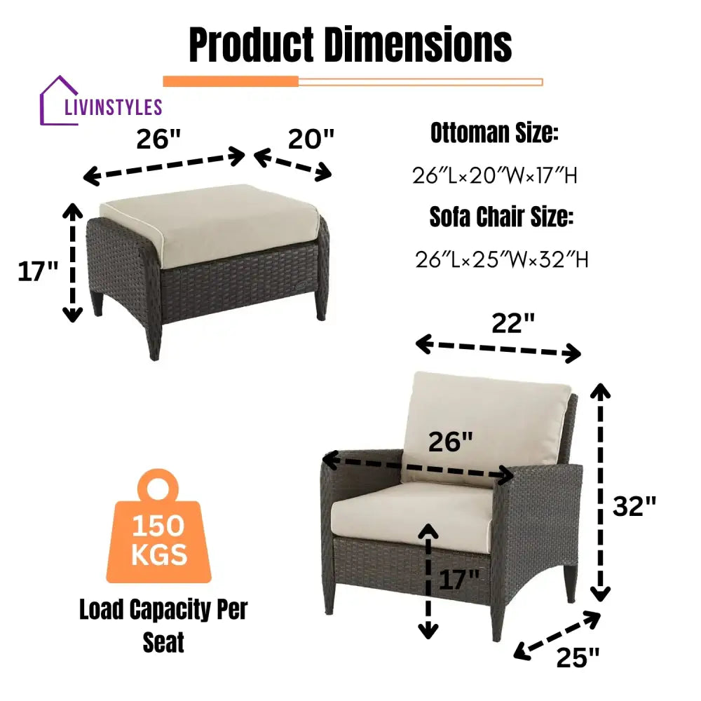 Hemangini Outdoor 4 Piece Patio Wicker Furniture Set - Patio Sofa Set
