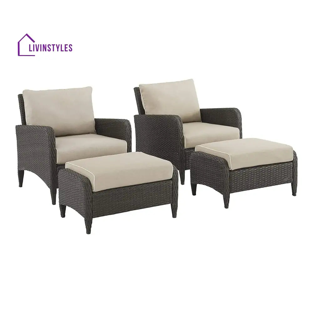 Hemangini Outdoor 4 Piece Patio Wicker Furniture Set - Patio Sofa Set