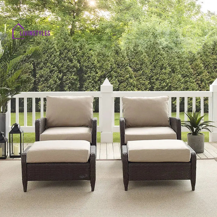 Hemangini Outdoor 4 Piece Patio Wicker Furniture Set - Patio Sofa Set