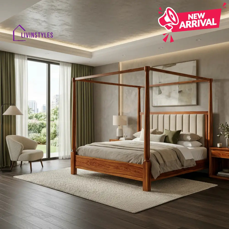 Hemiata Sheesham Wood Poster Bed Without Storage