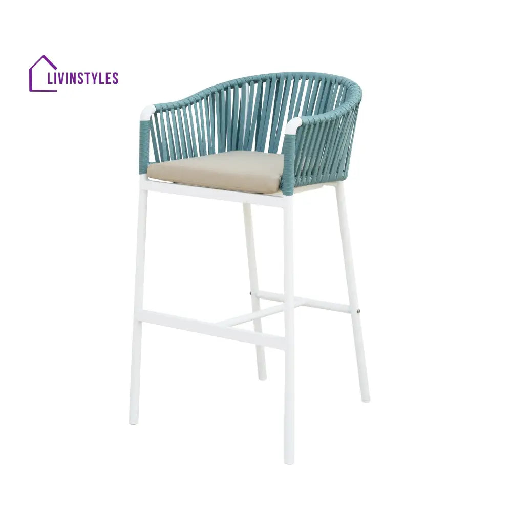 Hency Outdoor Patio Bar Chair 1 Chair for Balconey (Sky Blue) Braided & Rope - Bar Sets