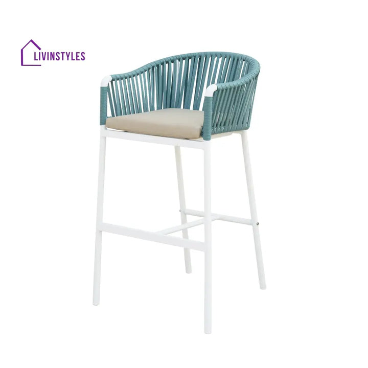 Hency Outdoor Patio Bar Chair 1 Chair for Balconey (Sky Blue) Braided & Rope - Bar Sets