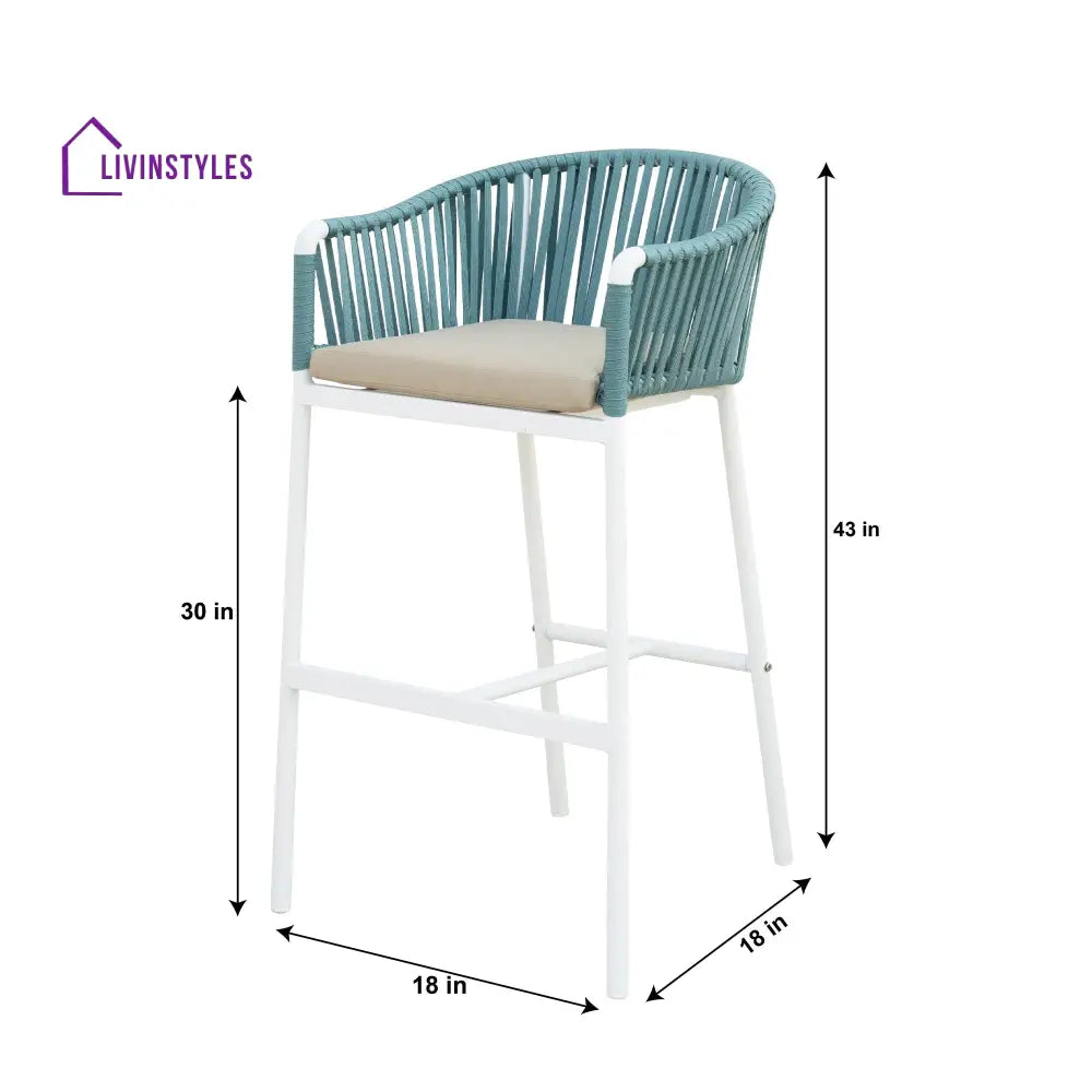 Hency Outdoor Patio Bar Chair 1 Chair for Balconey (Sky Blue) Braided & Rope - Bar Sets