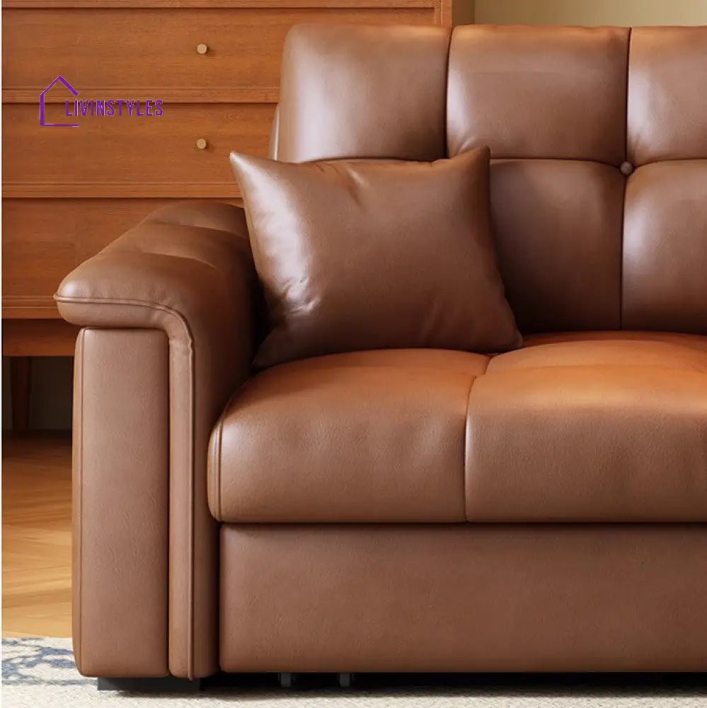 Retro Leathaire Fabric Pull Out Sofa Bed with Underneath Storage SOFA BED