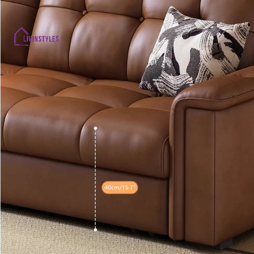 Retro Leathaire Fabric Pull Out Sofa Bed with Underneath Storage SOFA BED