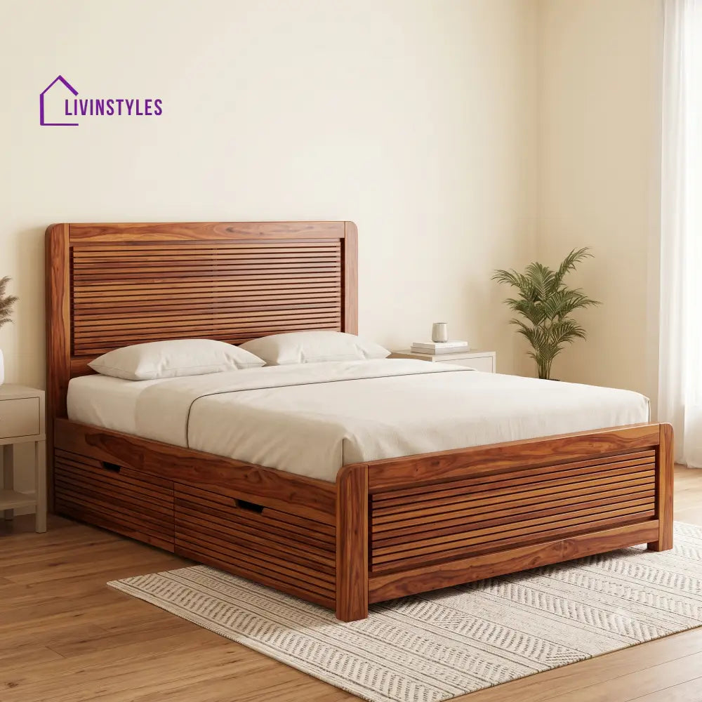 Henri Premium Wooden Bed with Drawer Storage | King Size Bed & Queen Size Bed Online