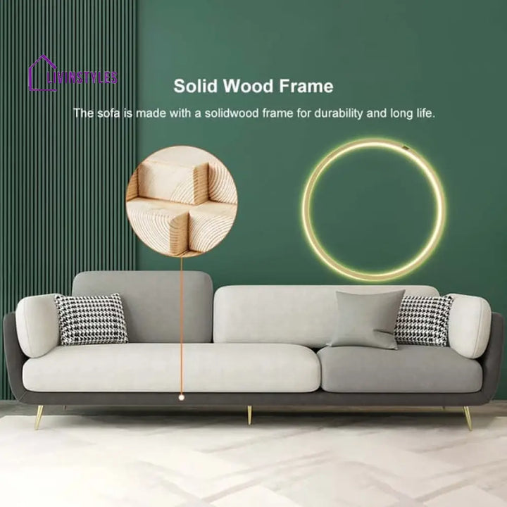 Henry Gray Upholstered Sofa 3 Seater For Living Room