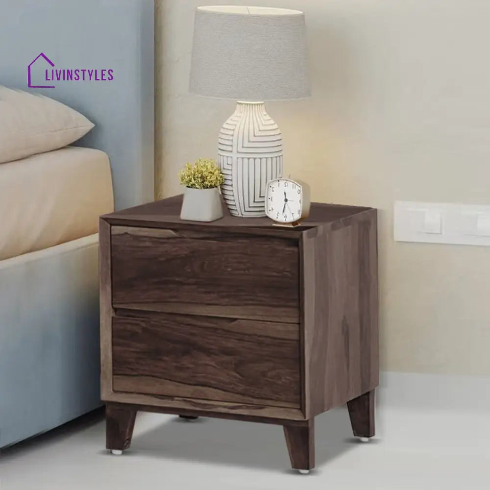 Darshan Solid Wood Bedside Tables Walnut Bedroom Furniture Sets