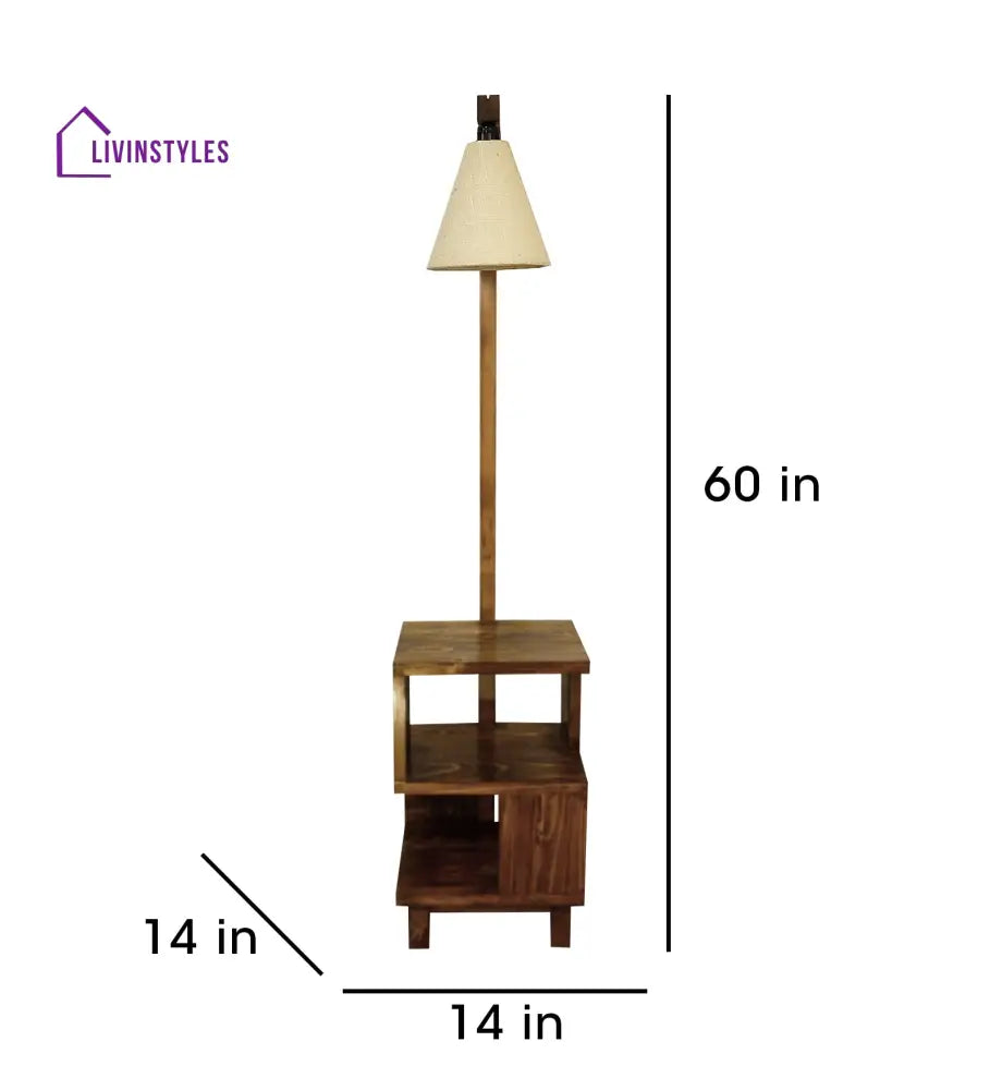Henry Wooden Floor Lamp With Brown Base And Jute Fabric Lampshade Lamps