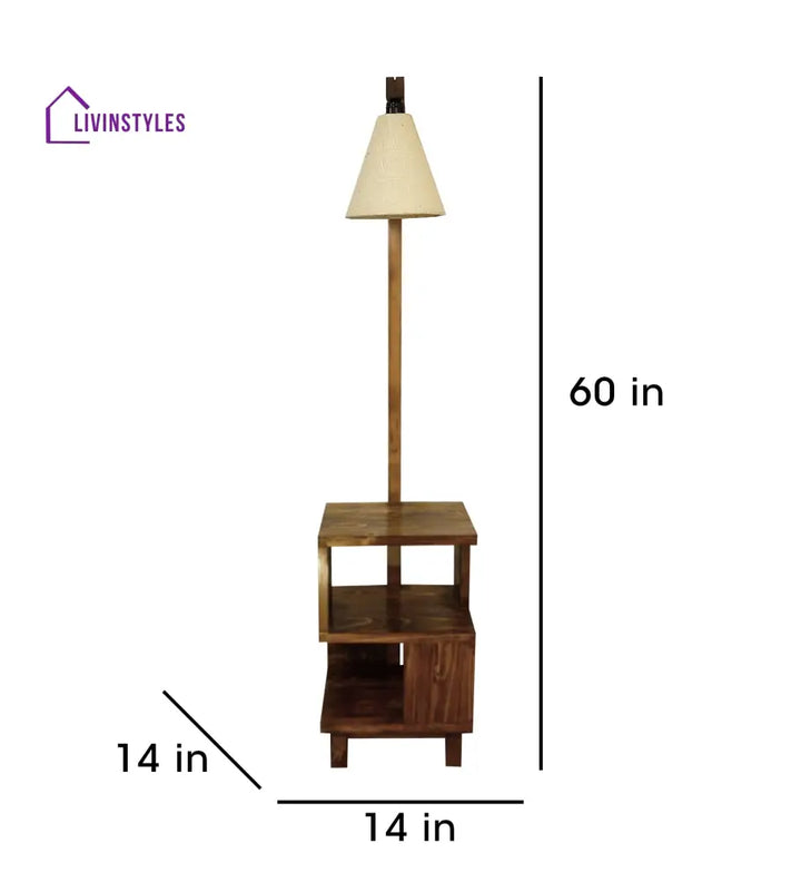Henry Wooden Floor Lamp With Brown Base And Jute Fabric Lampshade Lamps
