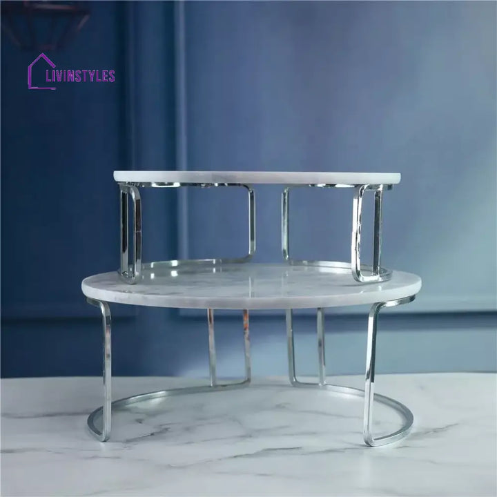 Hera Marble Silver Cake Stand Stands