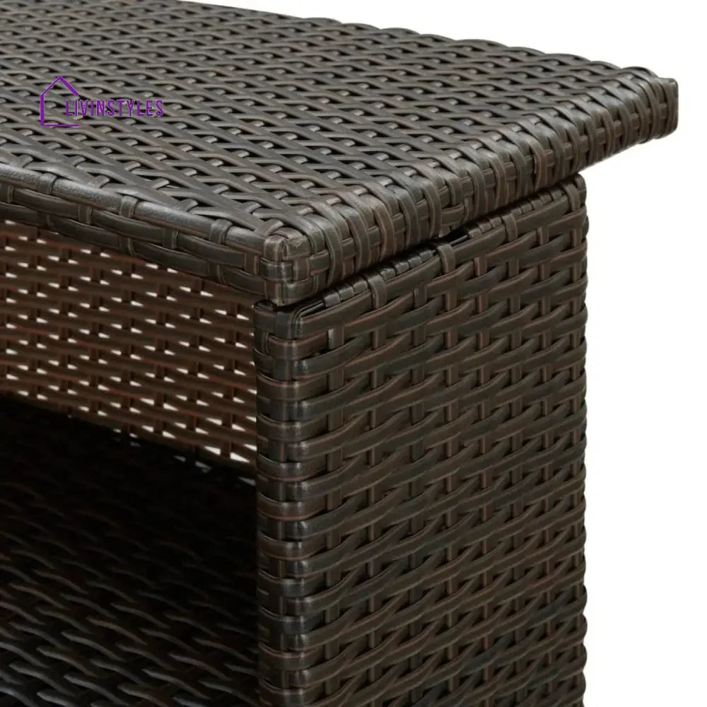 Herminia Outdoor Rattan Wicker Bar Table With a High-Top Design & Integrated Storage Shelf - Bar Table