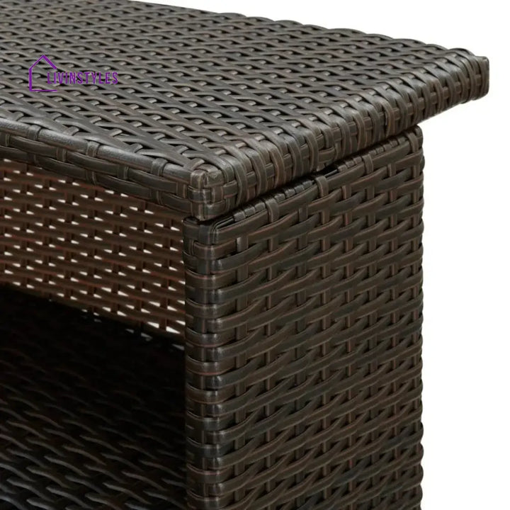 Herminia Outdoor Rattan Wicker Bar Table With a High-Top Design & Integrated Storage Shelf - Bar Table