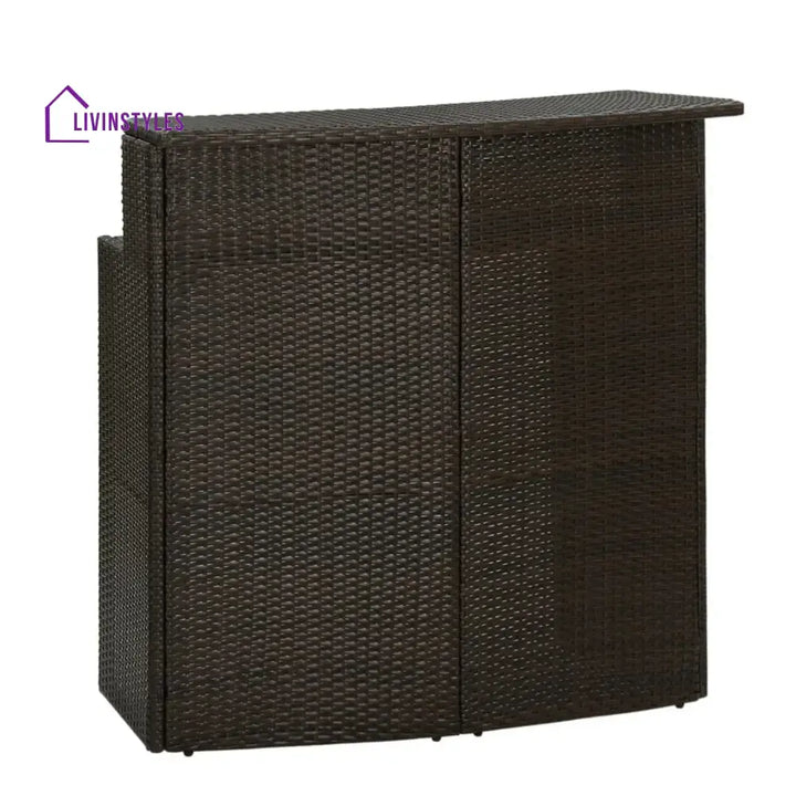 Herminia Outdoor Rattan Wicker Bar Table With a High-Top Design & Integrated Storage Shelf - Bar Table