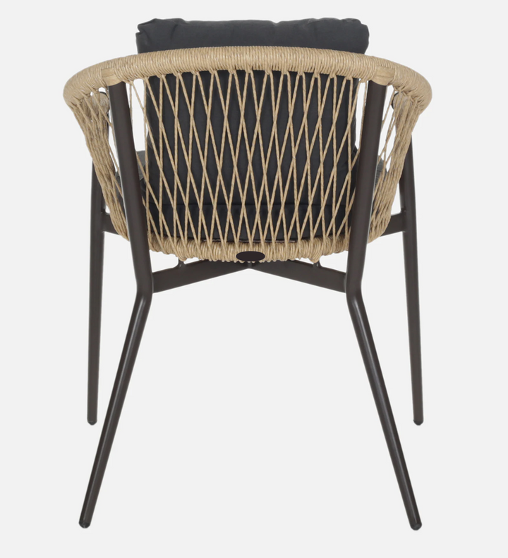 Hall Outdoor Patio Seating Set 4 Chairs and 1 Table Set (Black + Honey) Braided & Rope