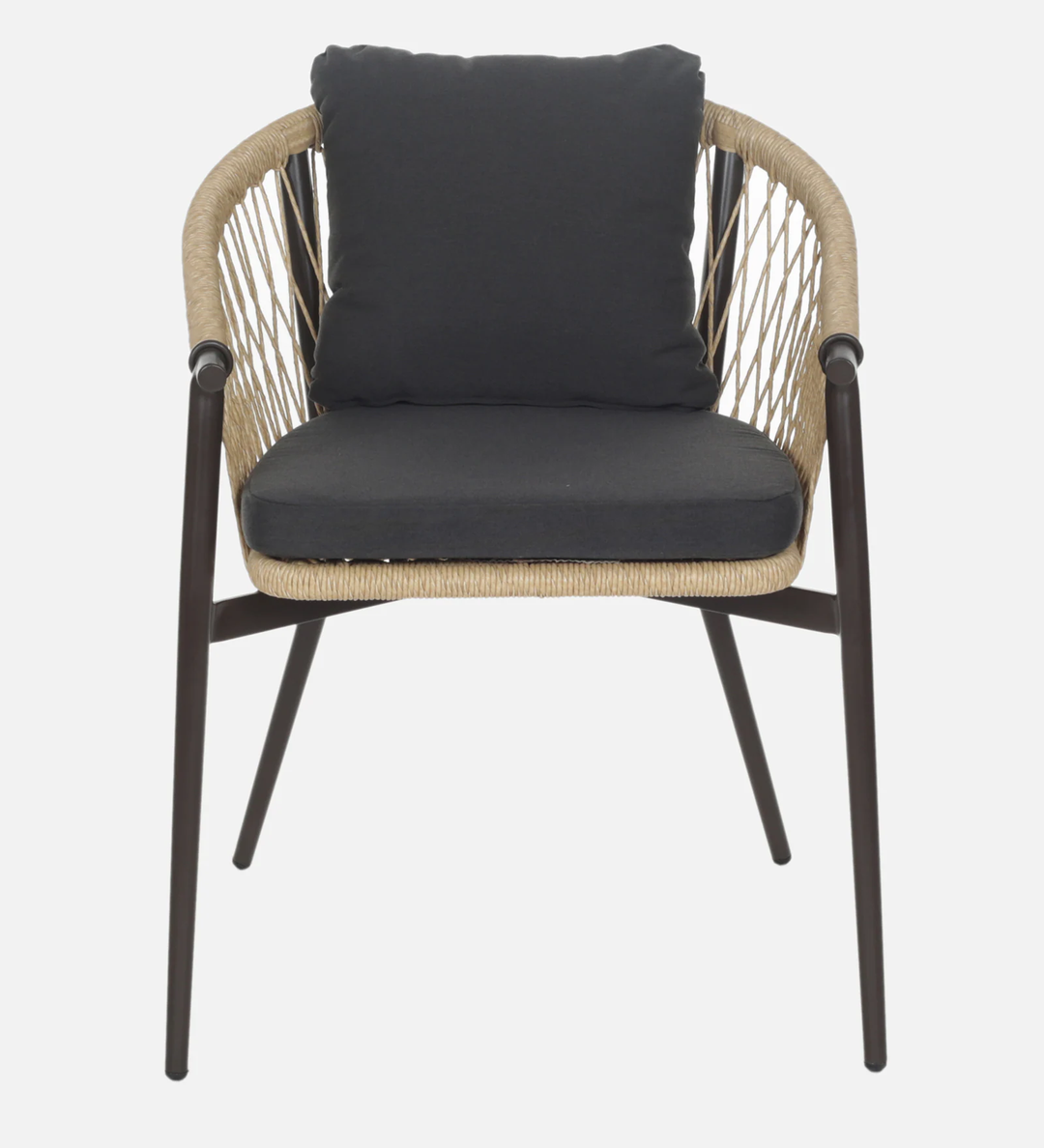 Hall Outdoor Patio Seating Set 4 Chairs and 1 Table Set (Black + Honey) Braided & Rope