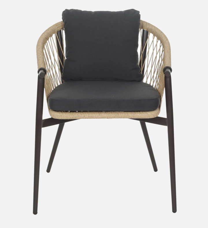 Hall Outdoor Patio Seating Set 4 Chairs and 1 Table Set (Black + Honey) Braided & Rope