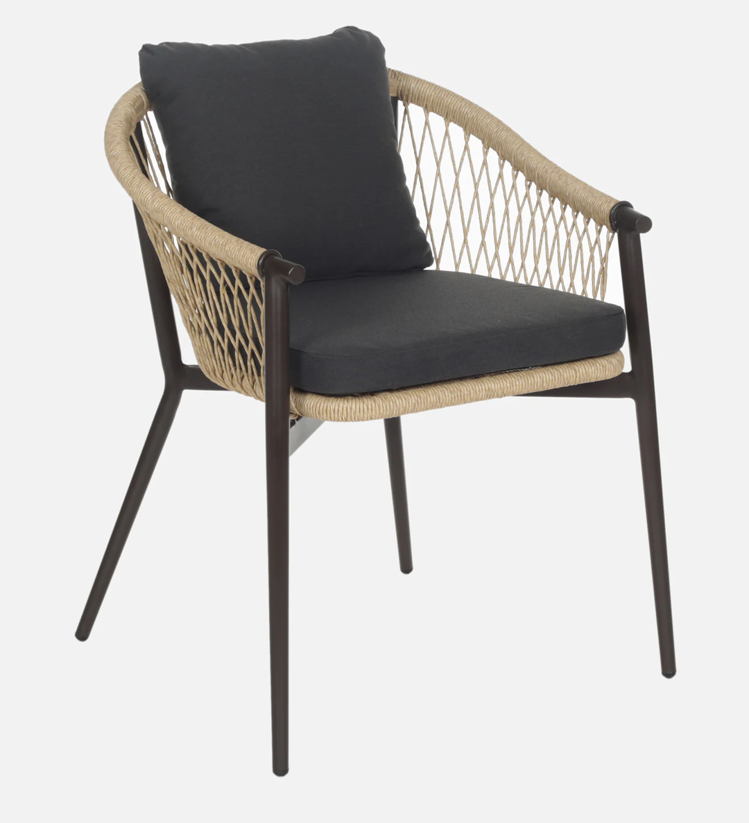 Hall Outdoor Patio Seating Set 4 Chairs and 1 Table Set (Black + Honey) Braided & Rope