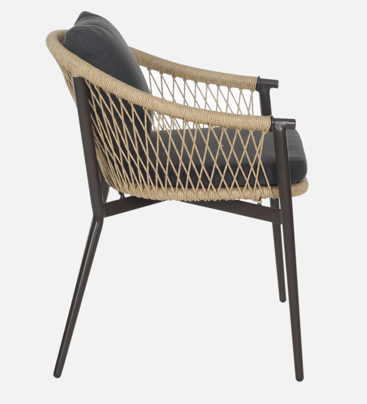 Hall Outdoor Patio Seating Set 4 Chairs and 1 Table Set (Black + Honey) Braided & Rope