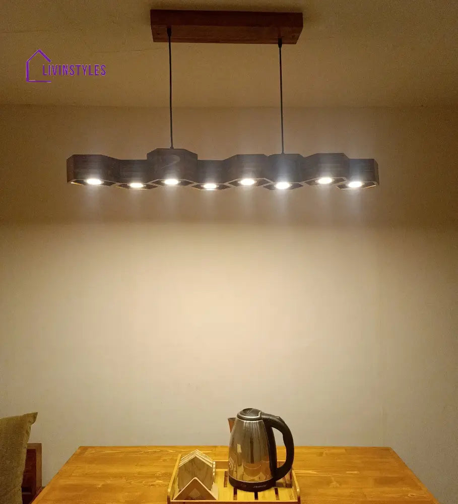 Hexa 48 Brown Wooden Led Hanging Lamp Lamps
