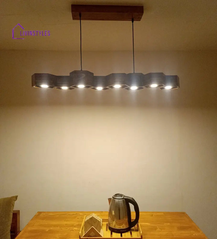 Hexa 48 Brown Wooden Led Hanging Lamp Lamps