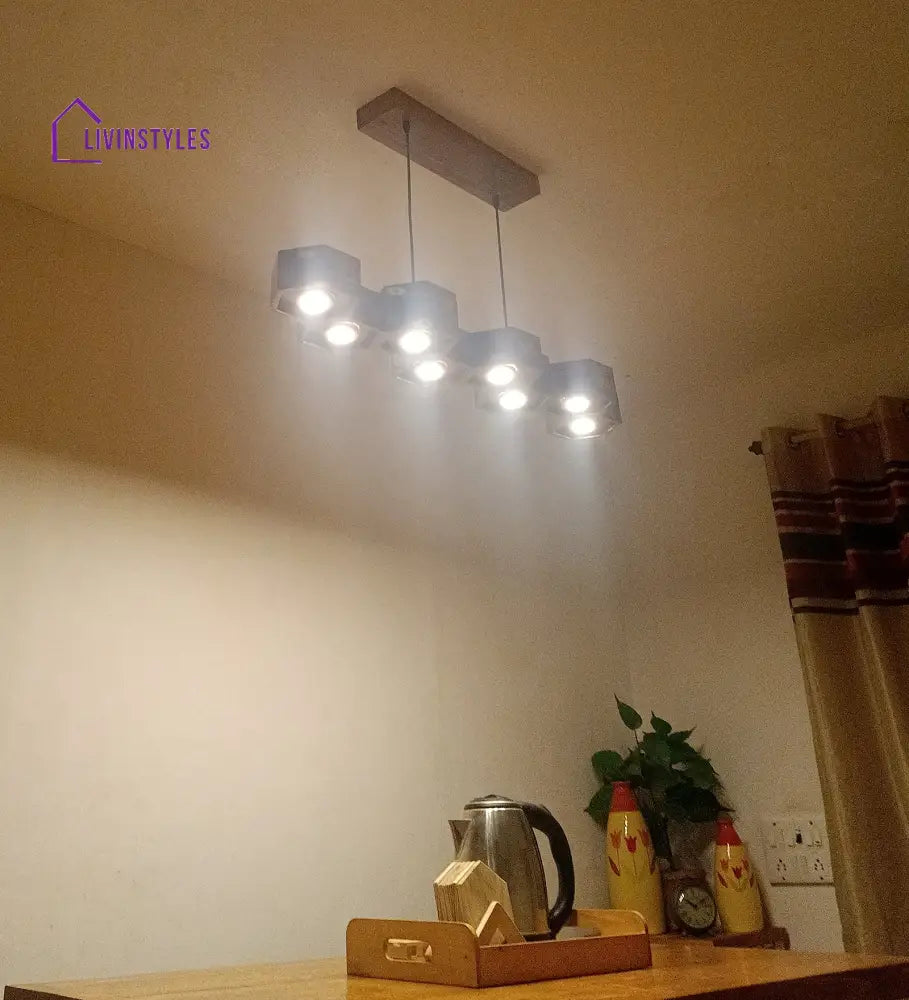 Hexa 48 Brown Wooden Led Hanging Lamp Lamps