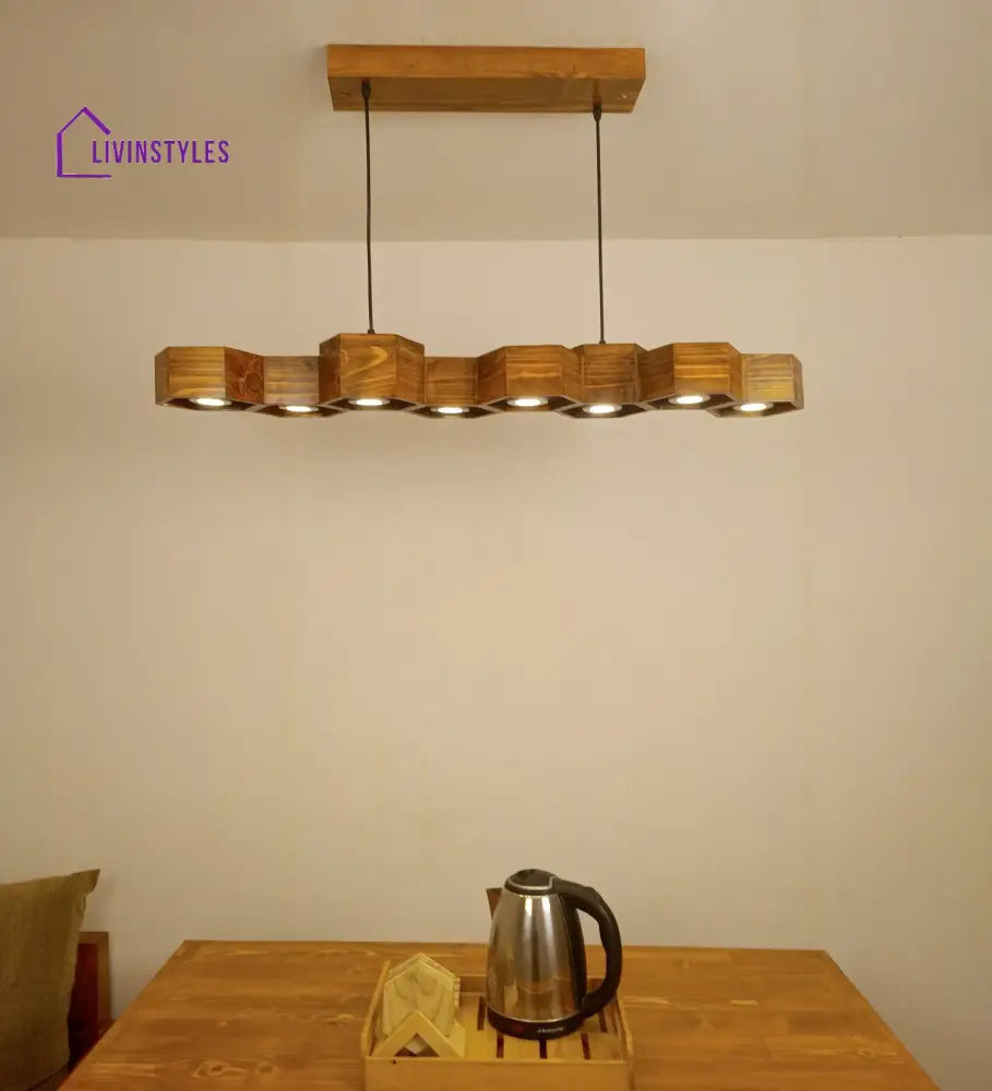Hexa 48 Brown Wooden Led Hanging Lamp Lamps